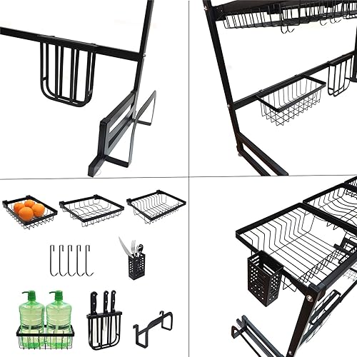 Miniatura 3 de HTTMT - Estante de secado de platos sobre el fregadero de acero inoxidable para cubiertos de cocina 33.5 in [P/N: ET-DISHRACK002]