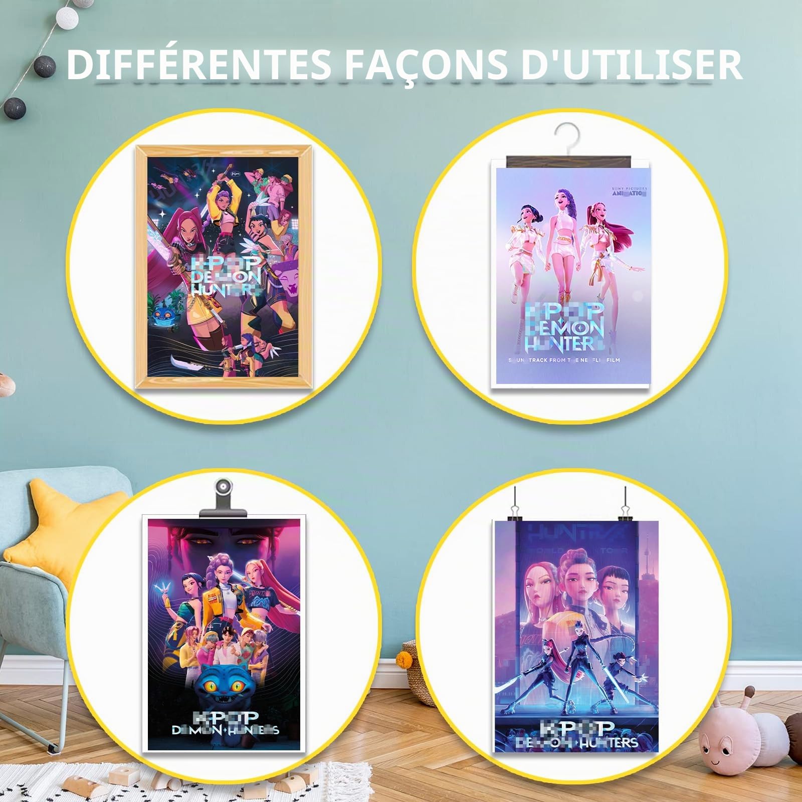 MODEQQ 4 Pièces Affiche Decoration Murale Huntrs Photo Toile Poster Tableaux 21X30 cm