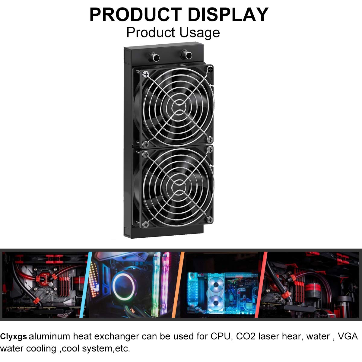 Clyxgs Chłodzenie wody, 12-rurowy aluminiowy wymiennik ciepła z wentylatorem do komputera PC CPU system chłodzenia wody DC 12 V 240 mm