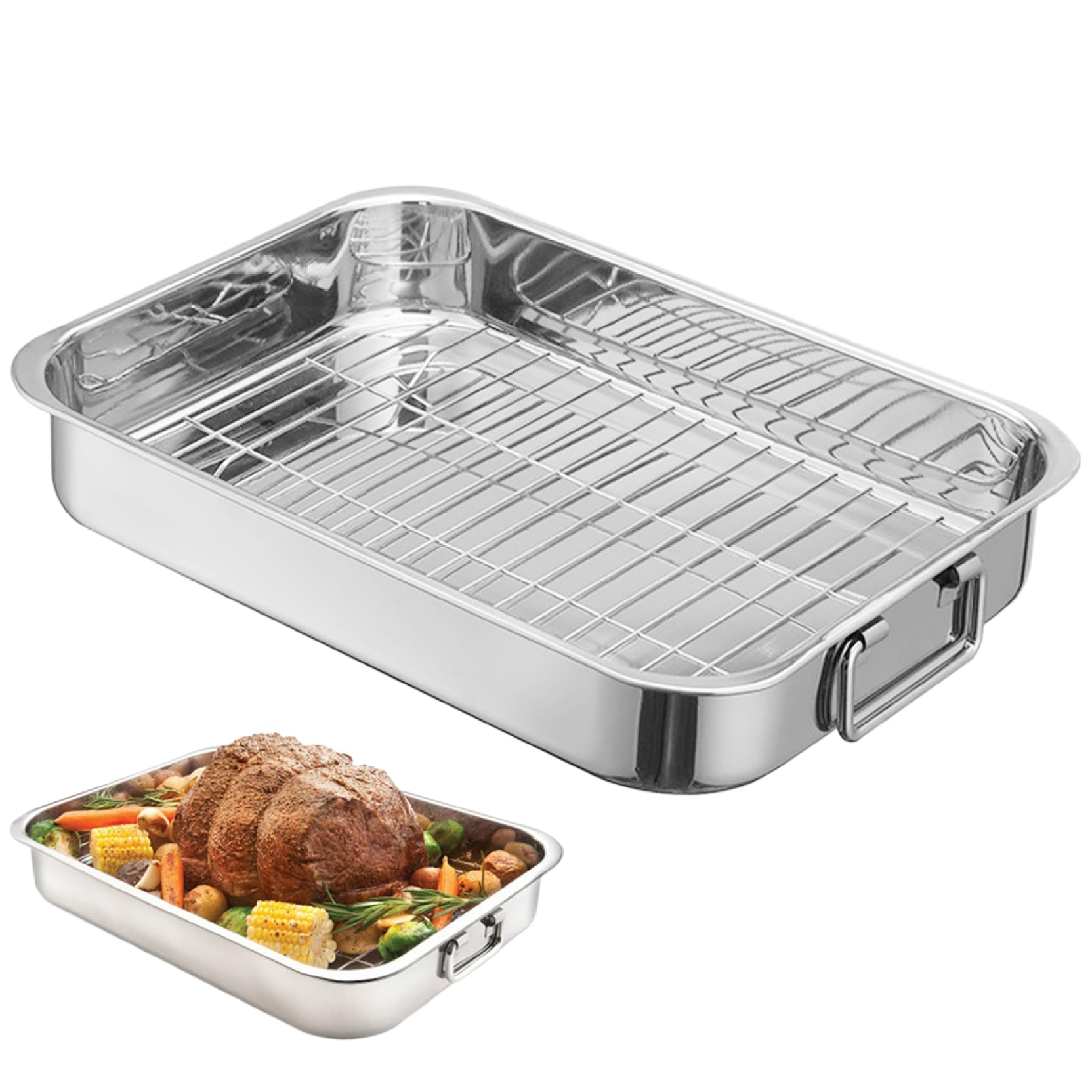 Plat à rôtir et sa grille inox pour une viande croustillante et saine