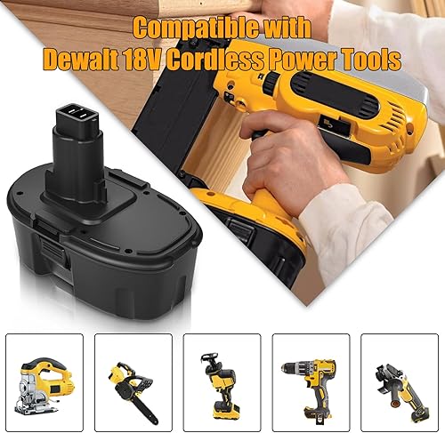 Miniatura 4 de Paquete de 2 baterías de repuesto Ni-Mh DC9098 DC9098 DC9096 de 18 voltios compatibles con Dewalt batería de 18 V DW9096 DW9098 DW9099 DE9095 DE9098