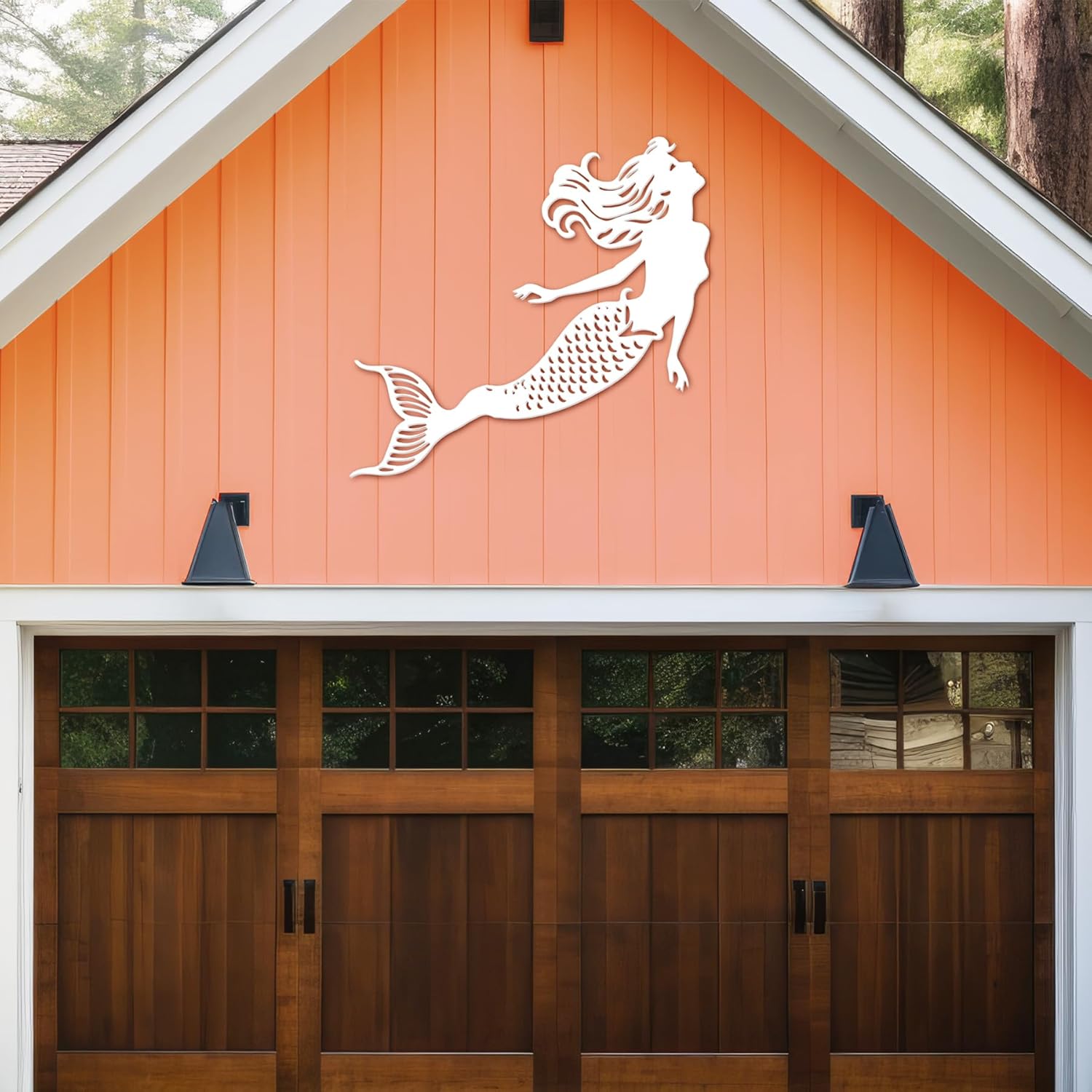 JennyGems Outdoor Mermaid Wall Art Weatherproof PVC Mermaid Decoration for Beach House, Fence, Porch, Pool Area, Handmade Coastal Wall Decor Indoor Outdoor 3 Foot