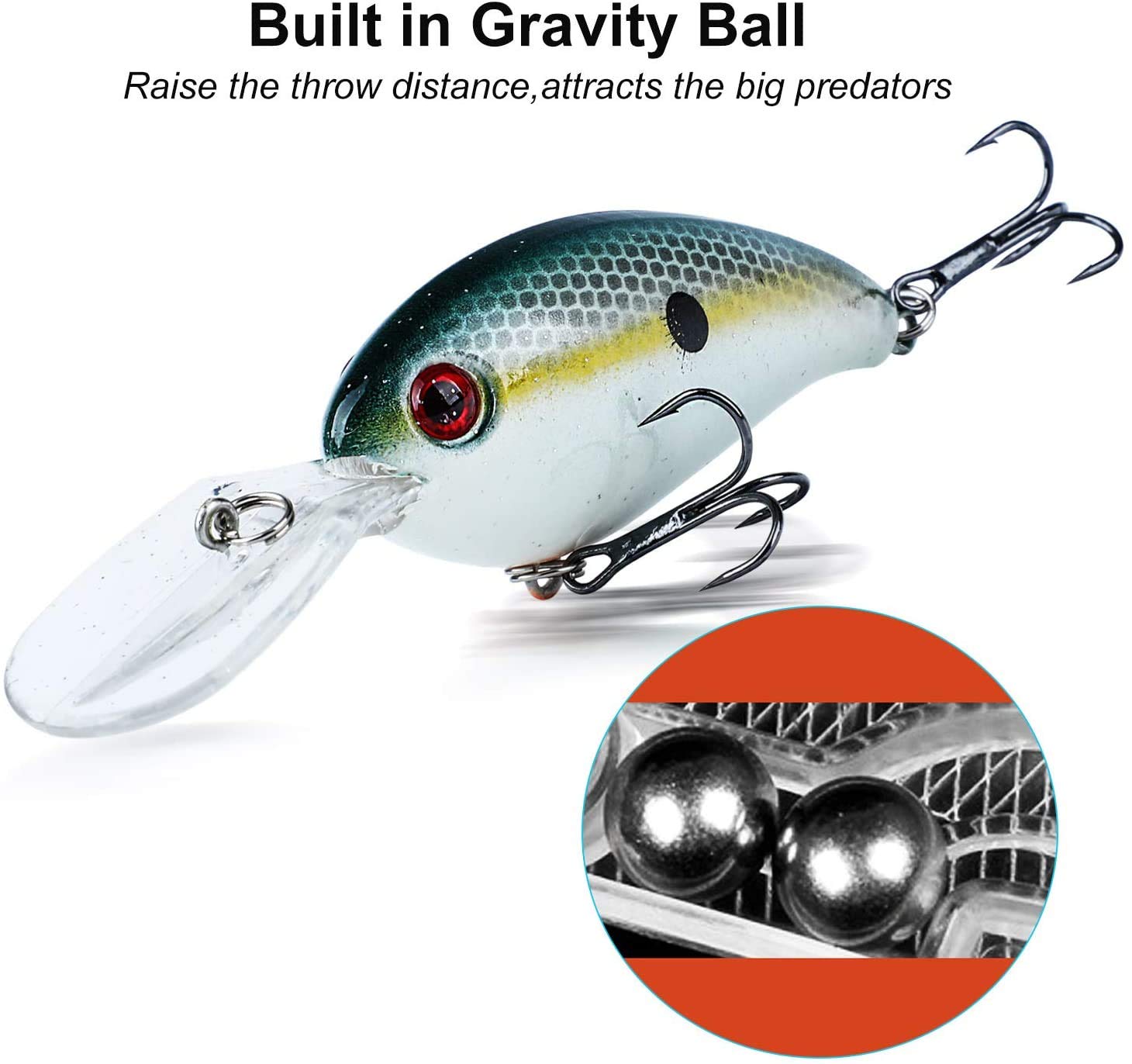 Sougayilang Señuelos de Pesca Superficial Buceo Profundo Swimbait Crankbait Pesca Wobble Cebos Duros multiarticulados para truchas de Agua Dulce y Agua Salada 8pcs / Pack