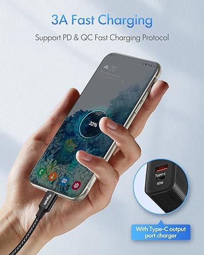 Miniatura 3 de etguuds Cable USB C a USB C de 3 pies, paquete de 2 cables USBC a USBC de 60 W, cable de carga tipo C a C, carga rápida para iPhone 17, 16, 15 Pro