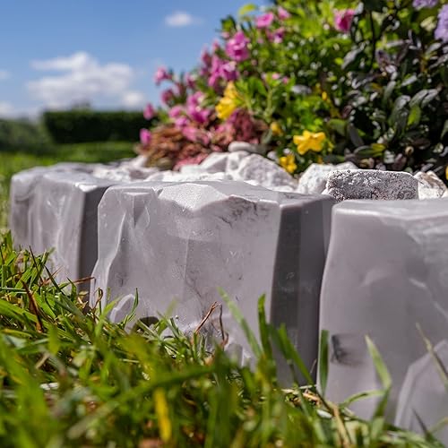 Miniatura 6 de EasyFlex Borde de paisaje sin excavar con picos de anclaje, borde de jardín decorativo de aspecto de piedra de 2.7 pulgadas de alto, kit de 15 pies,