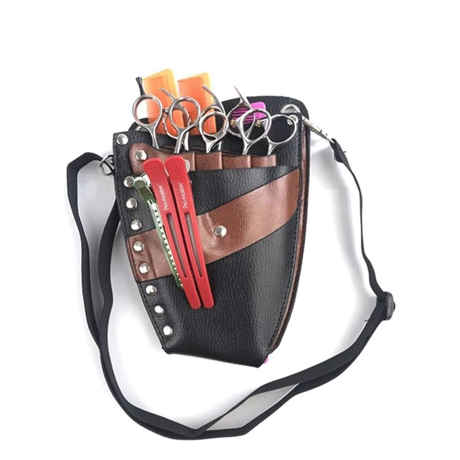 FDEFIRTFG Hairdressing Tool Belt Bag, PU Leather Hairdressing Barber Hair Scissor Holster Pouch Holder Tool Salon Waist Pack for Hairdressers