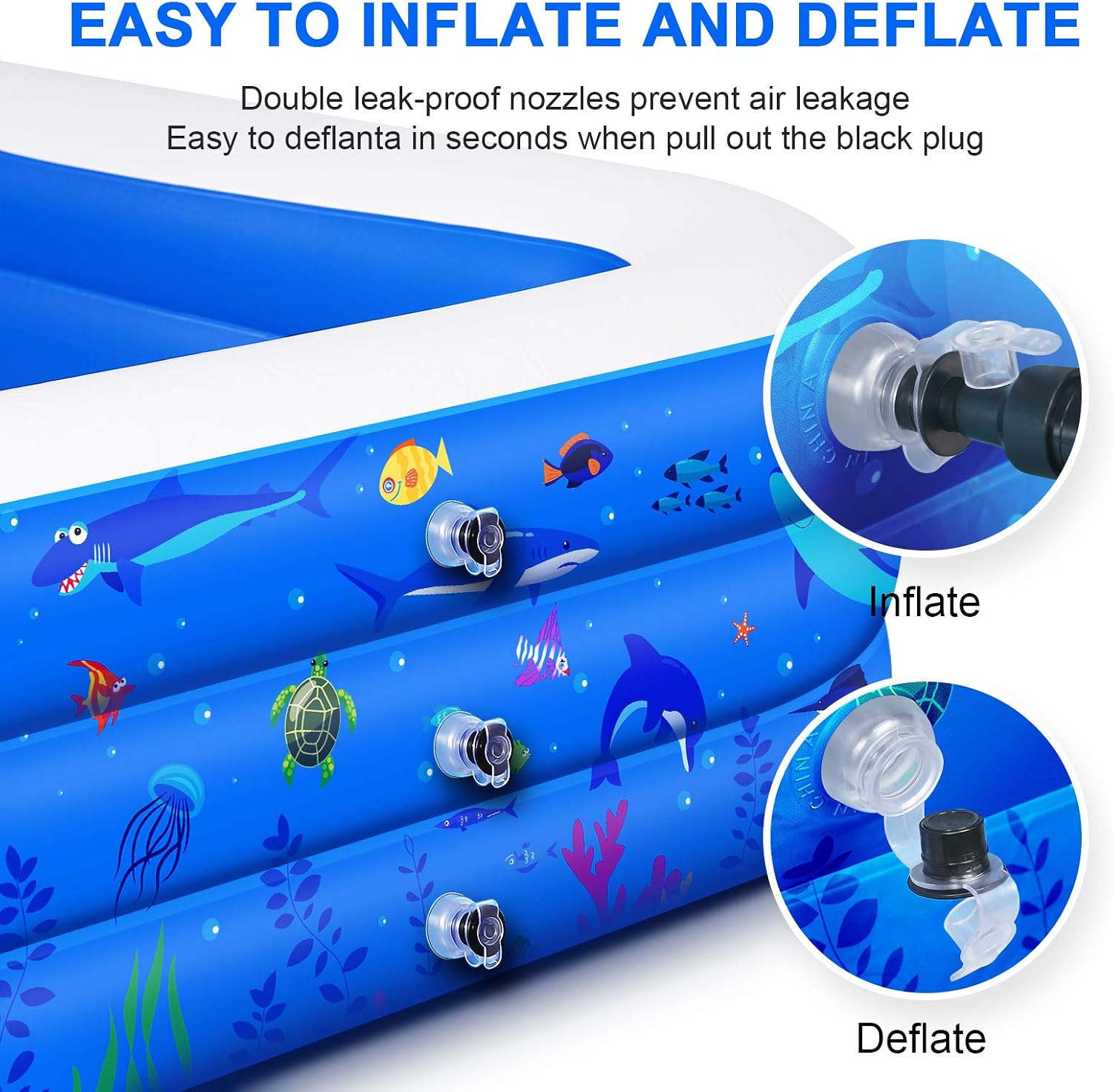Inflatable Swimming Pool, 118" X 72" X 22" Full-Sized Family Lounge Pool for Kids Adults Baby Children, Thick Wear-Resistant Blow Up Kiddie Pools for Outdoor Garden Backyard Summer Water Party