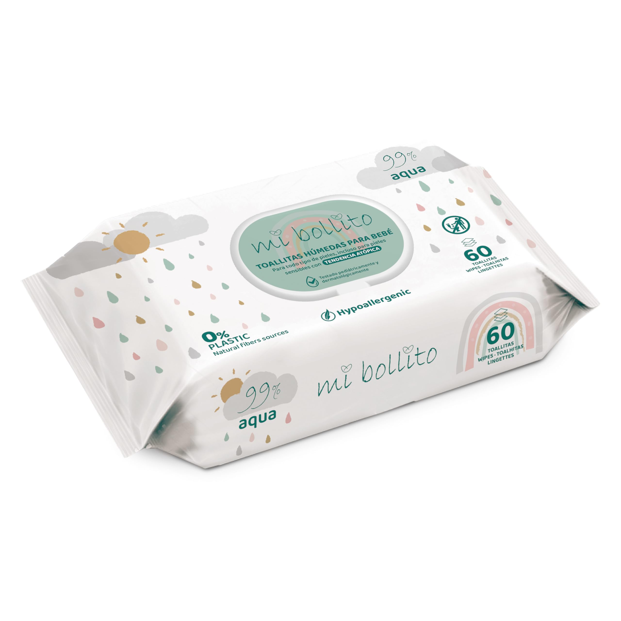 Toallitas Bebé 99% Aqua Pure, 100% Fibras Vegetales, 960 Toallitas, 16 Paquetes, PH Neutro, Piel Sensible y Atópica, Sin Perfume, Aptas Recién Nacidos