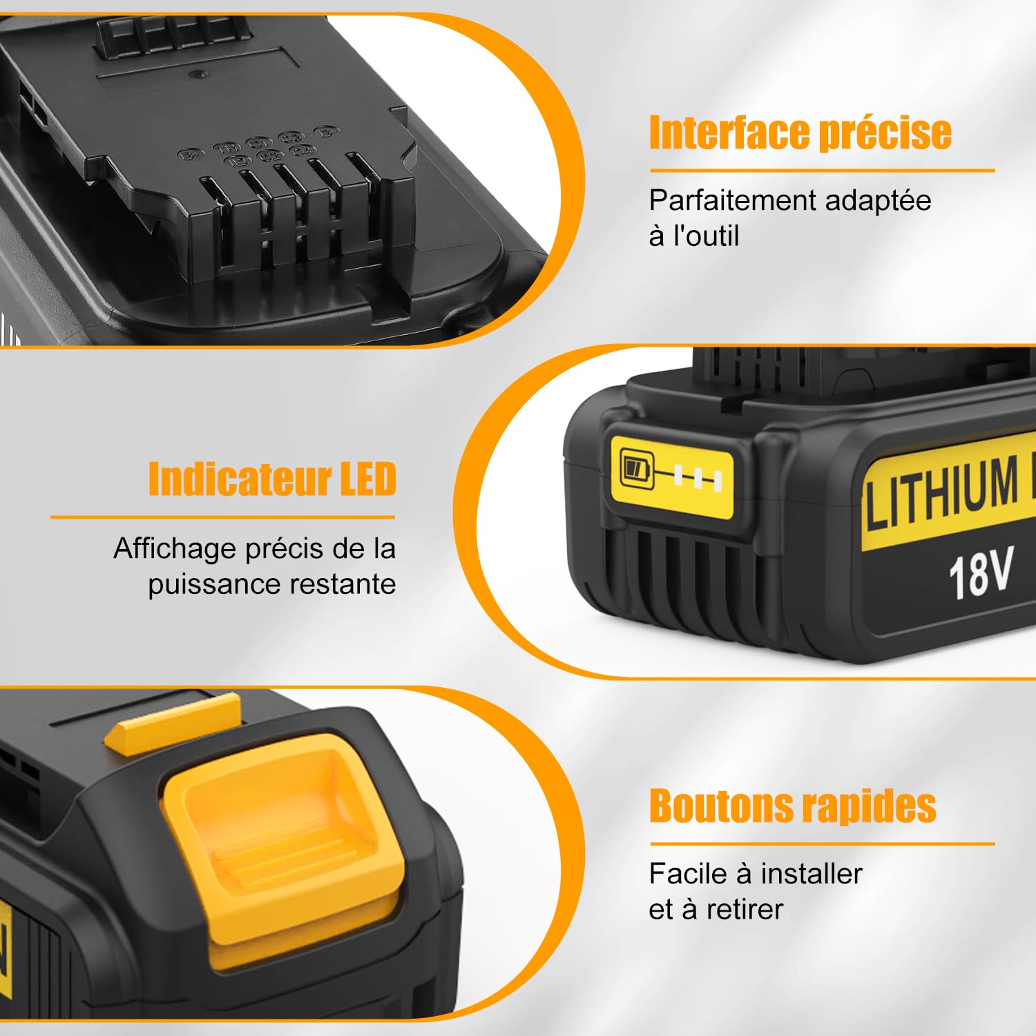 Energup 2 Pièces 18V 5.0Ah Batterie avec Chargeur pour Dewalt Batterie 18V | Compatible avec DCB184 DCB183 DCB182 DCB180 DCB181 DCB205 et Chargeur DCB112 DCB115