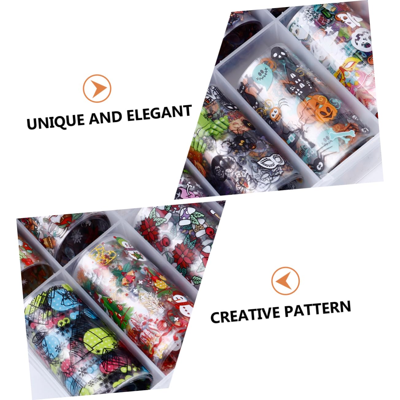 FRCOLOR 3 Set Di Decorazioni Per Unghie Natalizie Adesivi Per Unghie Di Halloween Per Donna Motivi A Cartoni Animati 2 Scatole * 3