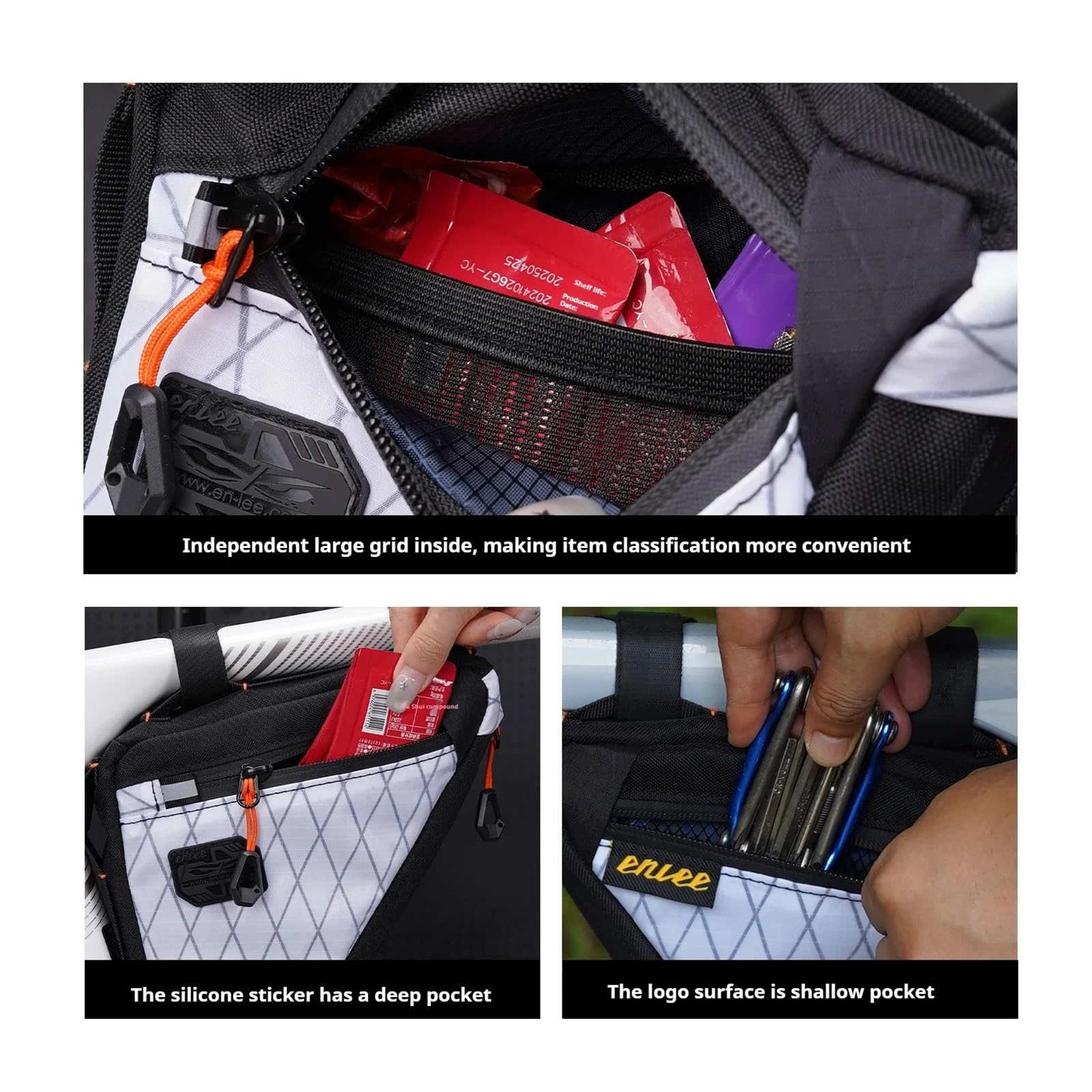 Xi Yu 1 Sac de Cadre de vélo Compact avec Plusieurs Poches de Rangement.