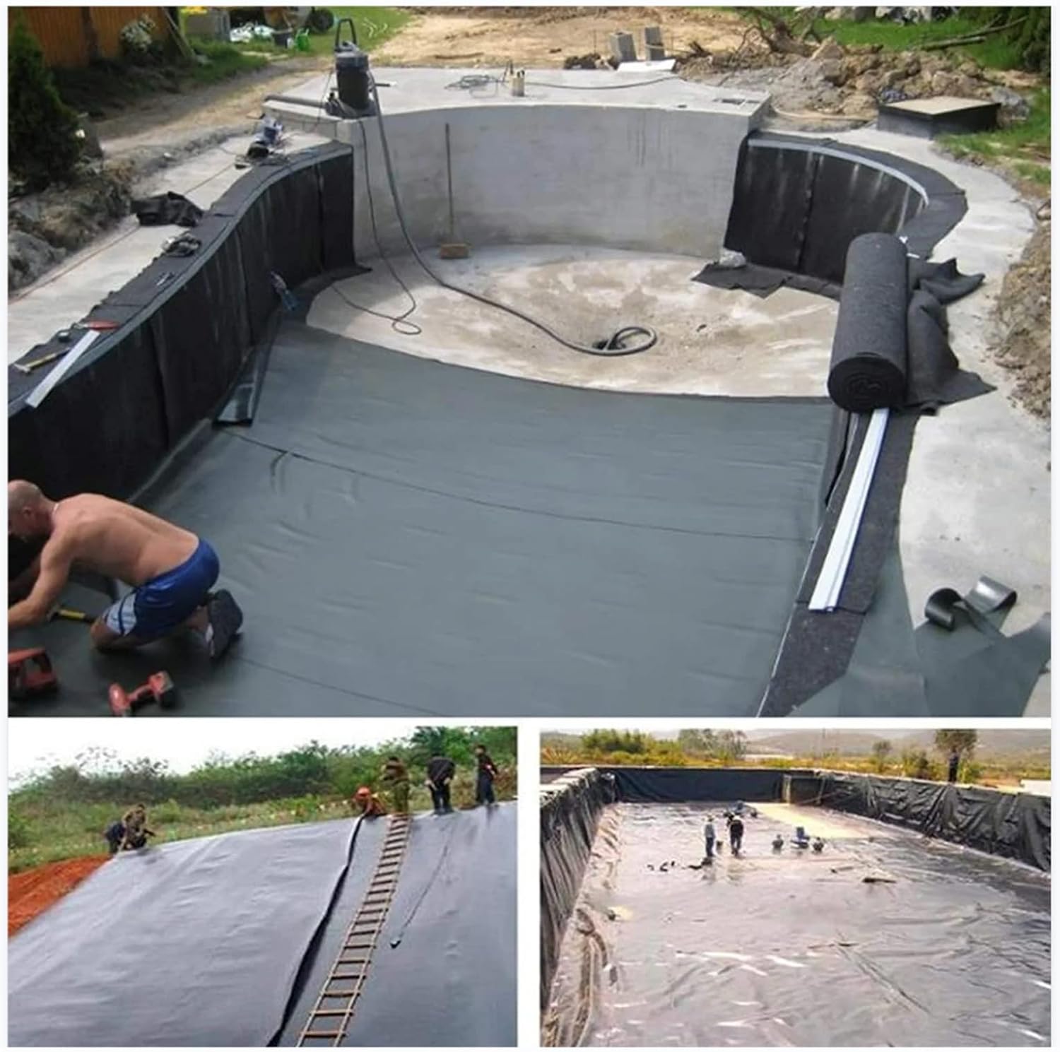 Waterproof HDPE Pond Liner - 3x4m Garden Bed Liners for Fish Ponds, Waterfalls & Backyard Water Features - Durable Membrane for Aquatic Environments