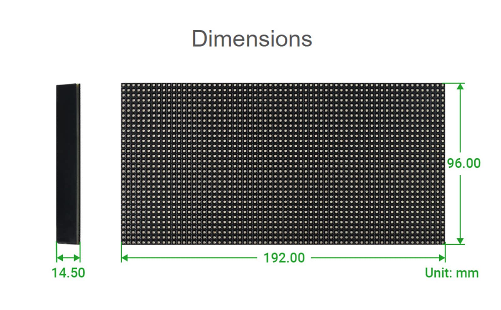 Waveshare 64×32 RGB LED Matrix Panel, 3mm Pitch, 2048 Singoli RGB LEDs Schermo Nudo, per Raspberry Pi, Arduino, ESP32, Consenti Displaying Testo, Immagine Colorata, Animazione (192mm×96mm)