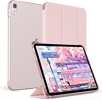 KENKE Slim Trifold Stand Case with Hard Back for iPad 11/10th Gen, Pink | For iPad A16 11/10th generation 11/10.9 inch 2025/2022 with translucent PC back,suport Pencil charging & Auto Wake/Sleep