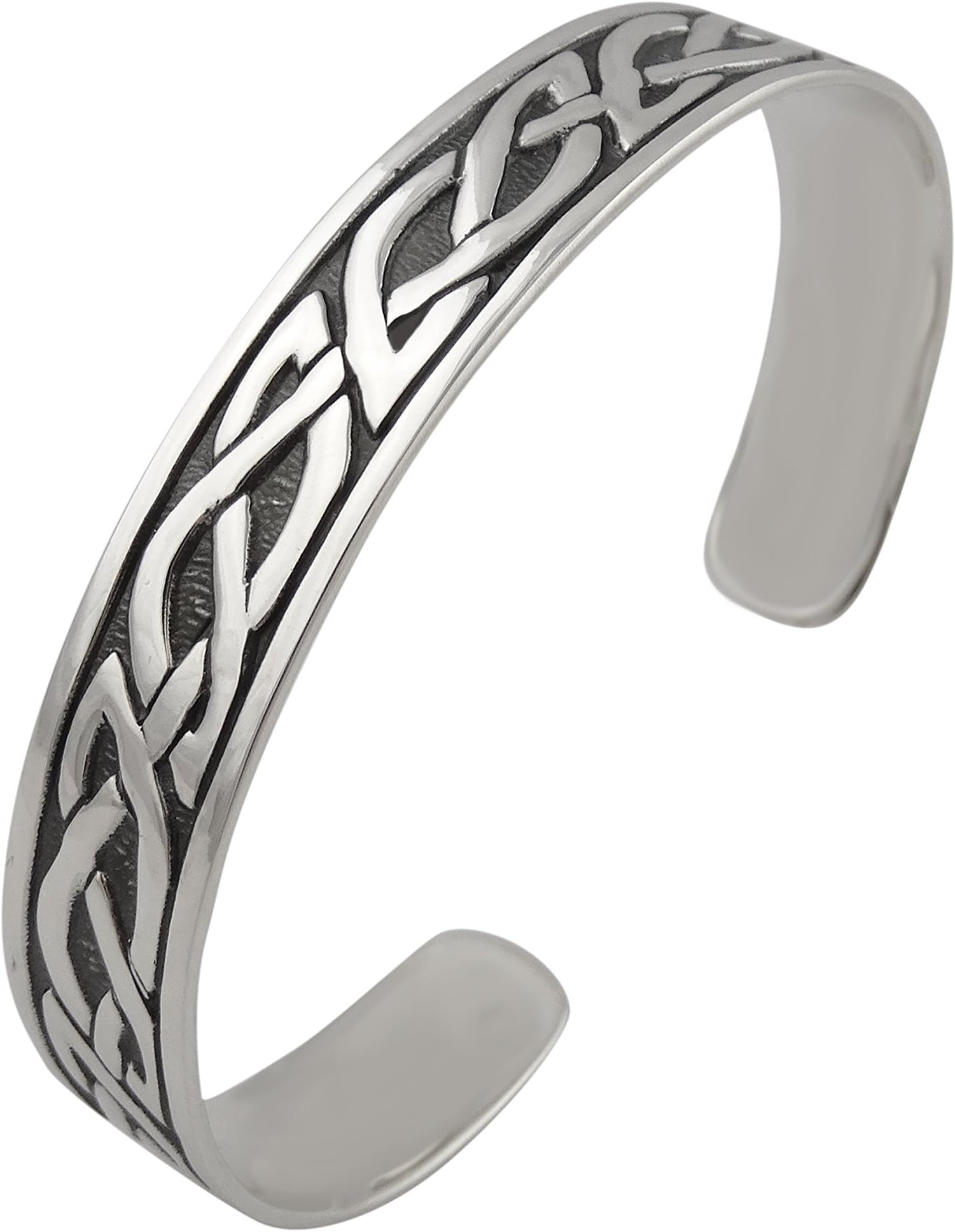 FashionJunkie4Life925 Sterlin Silver and Stainless Steel Open Cuff Celtic Bracelet