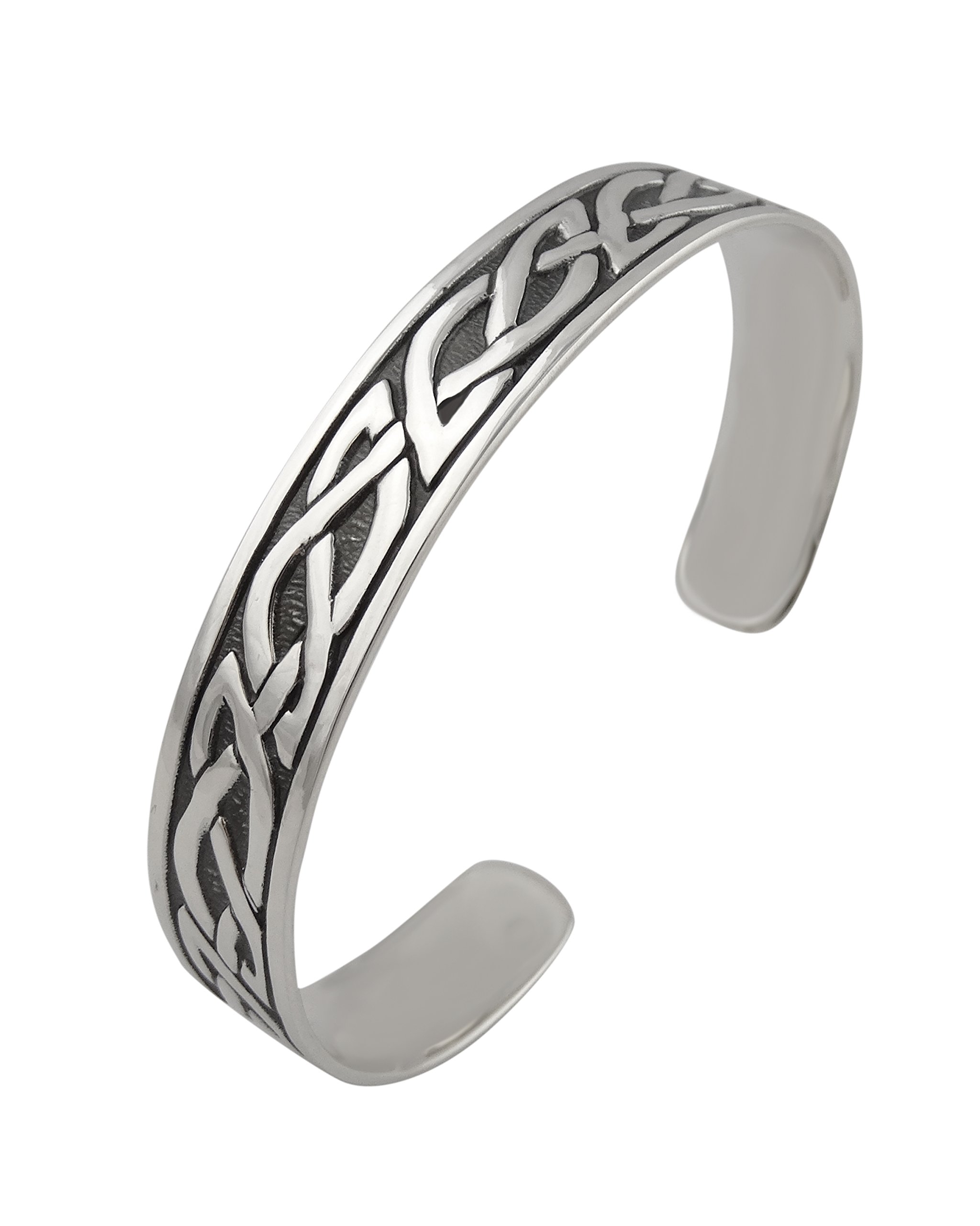 FashionJunkie4Life925 Sterlin Silver and Stainless Steel Open Cuff Celtic Bracelet