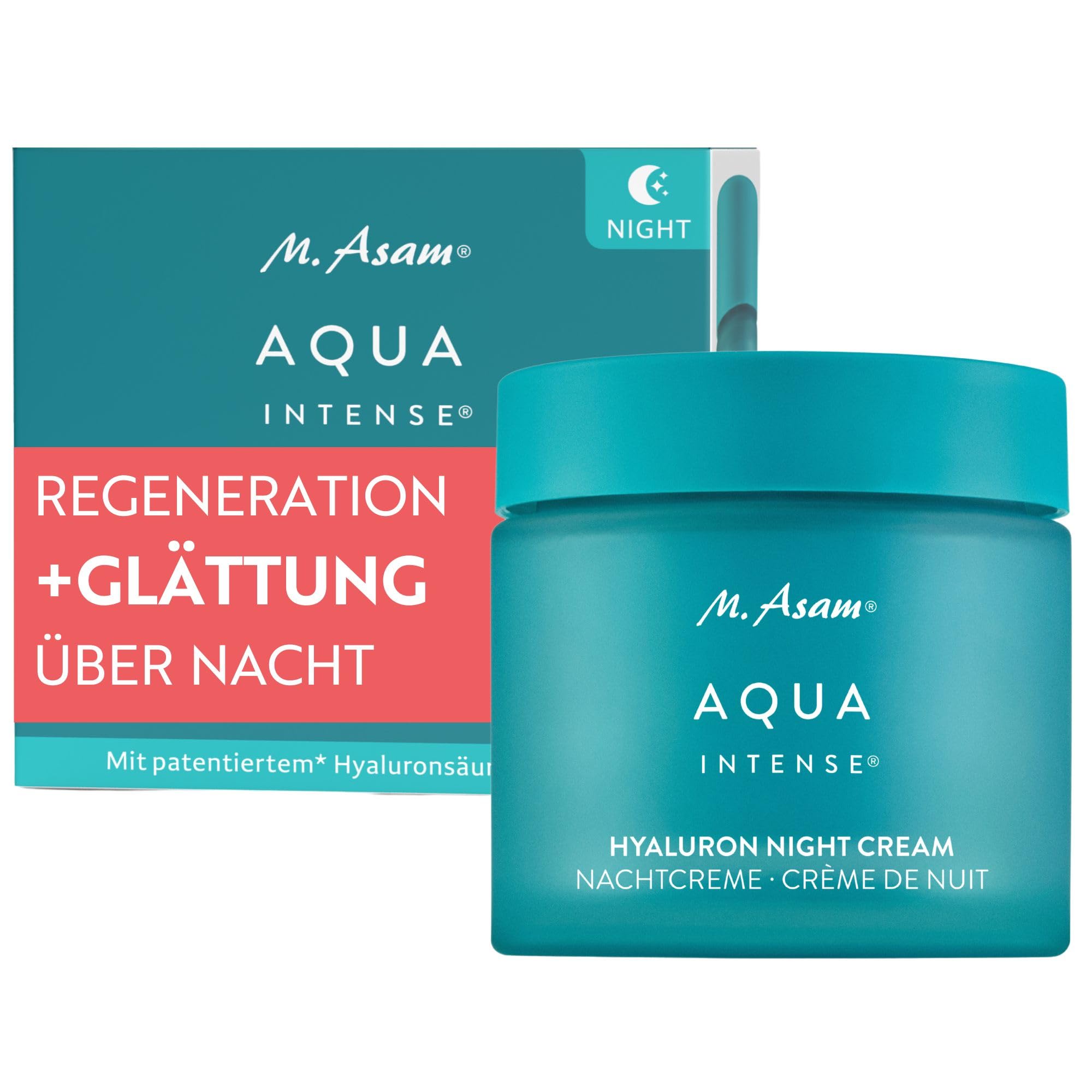 M. Asam AQUA INTENSE Nachtcreme (50ml) – Hyaluron Gesichtscreme für intensive Feuchtigkeit, Parfümfrei & Regenerierend, Skincare mit Silicium & Pflanzenölen für Geschmeidige Haut