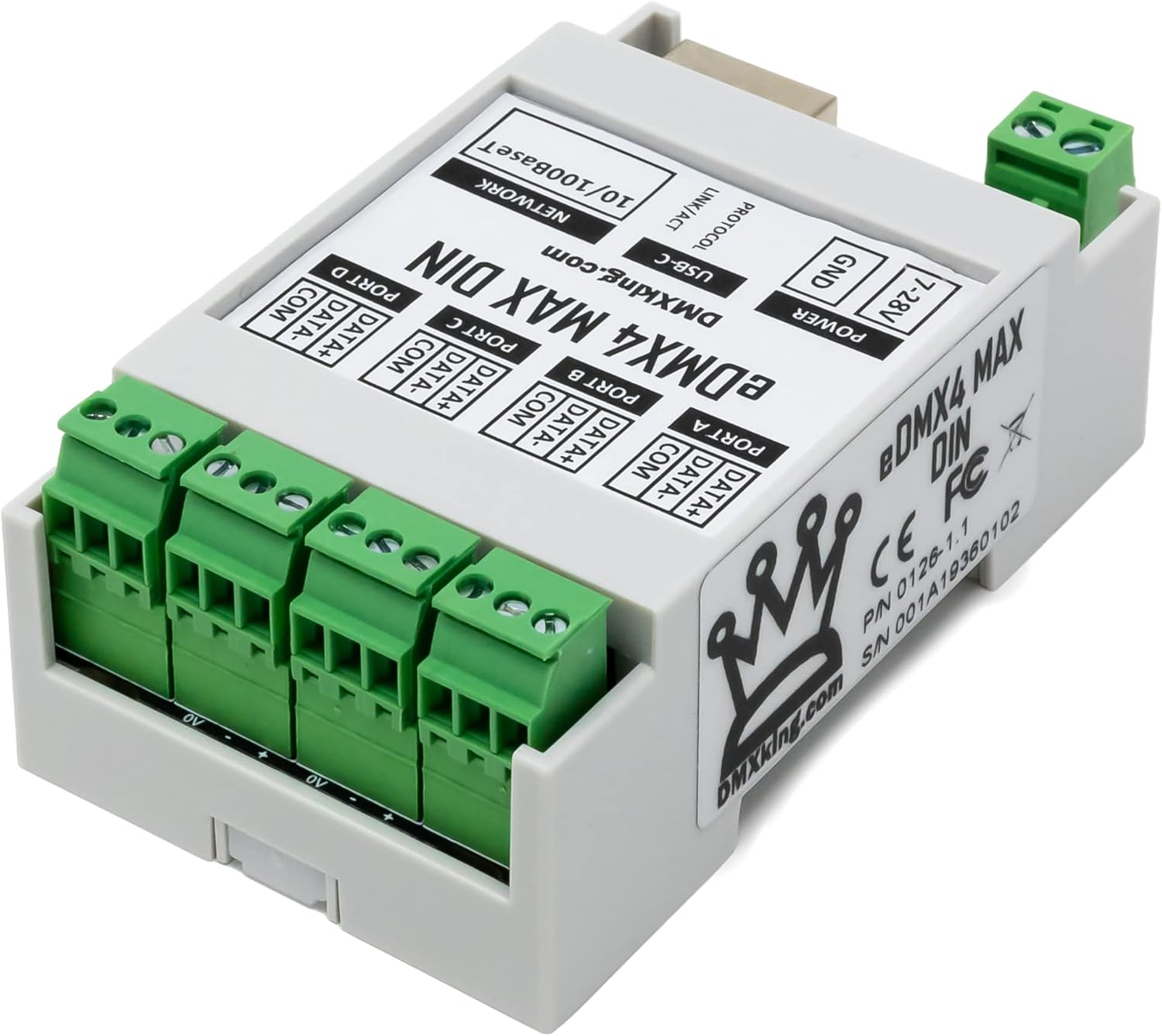 eDMX4 MAX DIN 4-Port – ArtNet/sACN via Ethernet to DMX 512 Converter with Screw Connectors