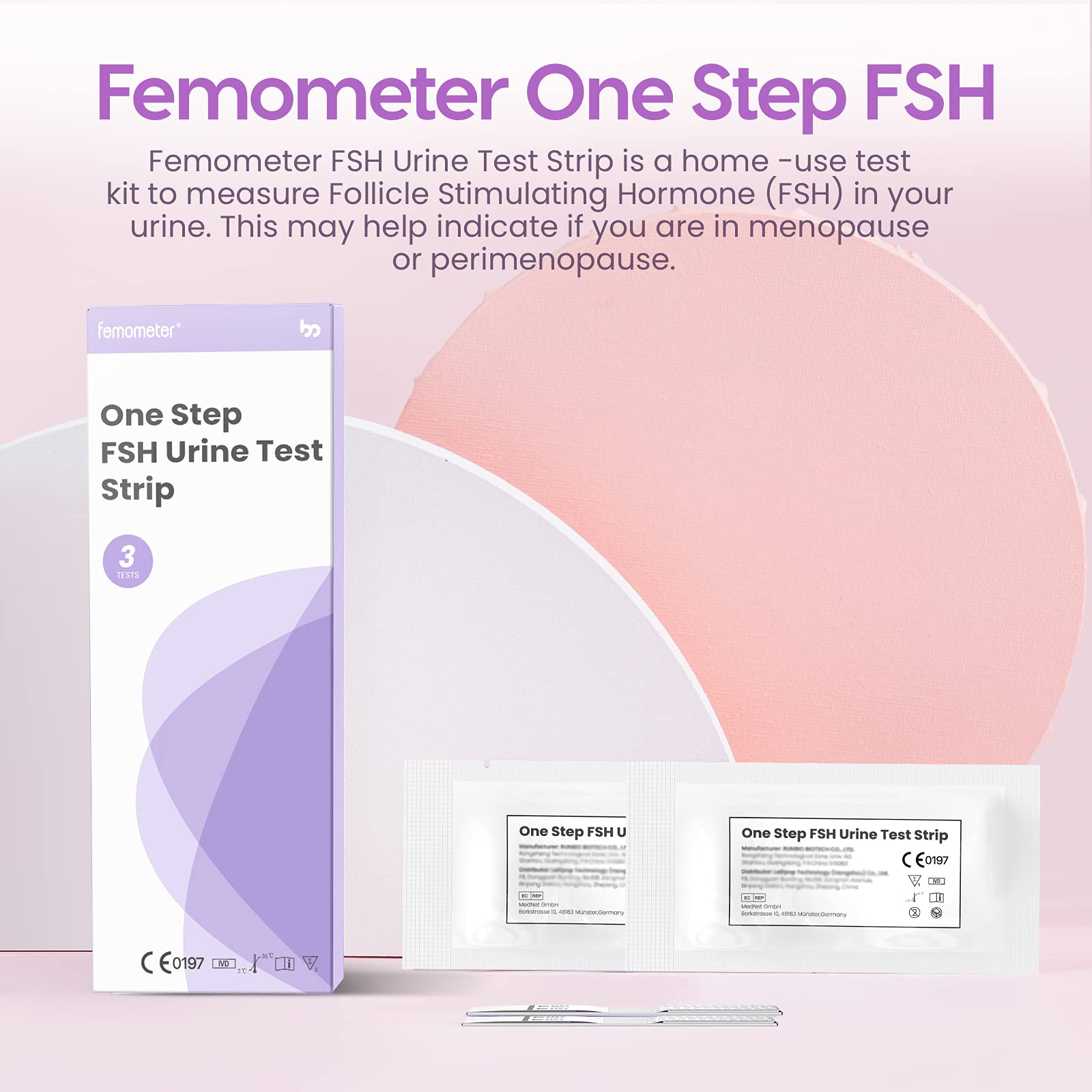 Femometer Menopause Test, 3 Count IndividuallySealed FSH Test Strips