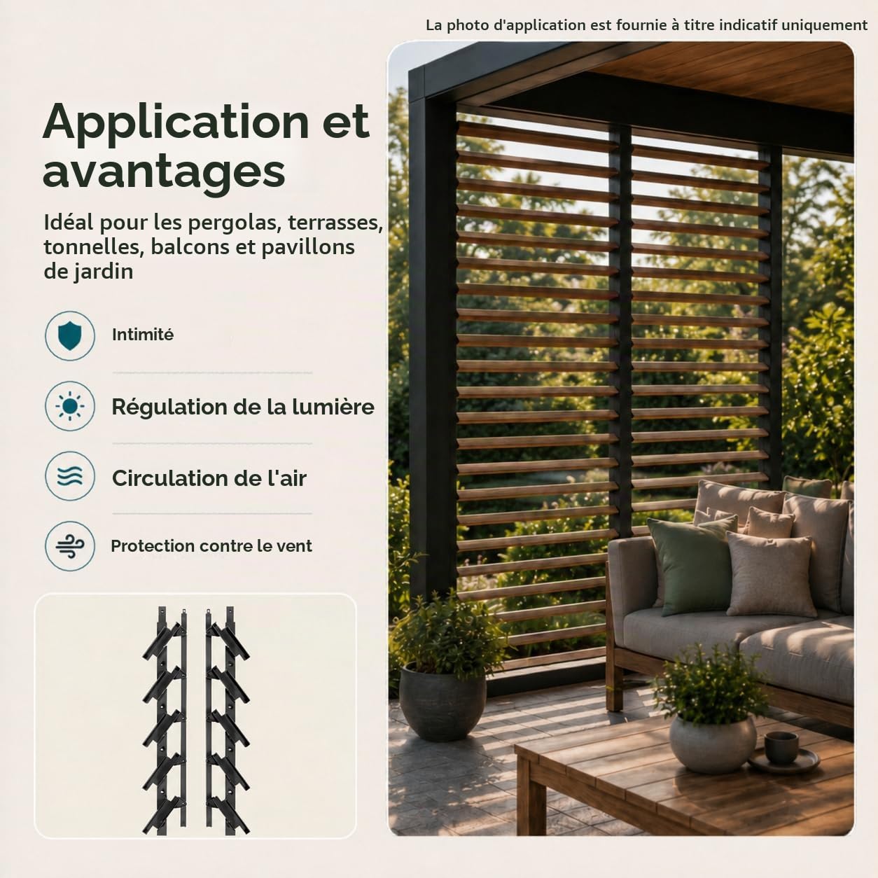 Prestige Ostaszewska Système de bardage de jardin à 5 lames | 50 cm | Couleur : beige, planches : pin naturel | Volets roulants, système de bardage de terrasse/lames mobiles | Plastique, finition de