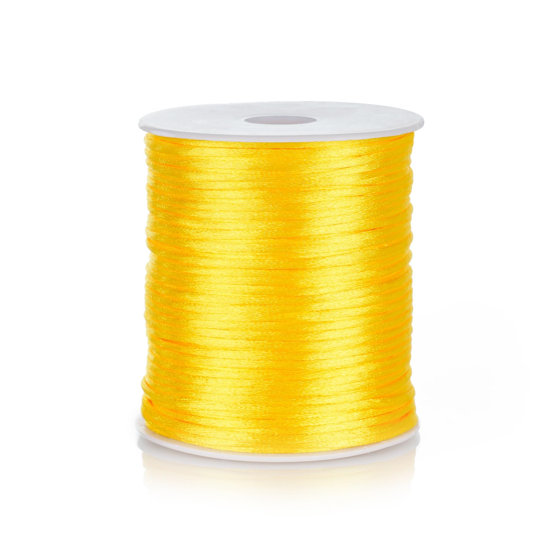 ZhXu Shuo Nylon Satin Cord 2mm Rattail Cord Yellow String - 100 Yards Nylon Chinese Knotting Cord Rat Tail Silk Cord for Bracelet Necklace Jewelry