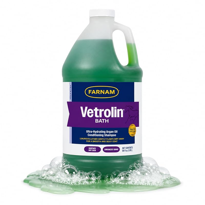 Shampoo para Cavalos Vetrolin Bath com Óleo de Argan, Vitamina E e Filtro Solar PABA Farnam 1,92 L