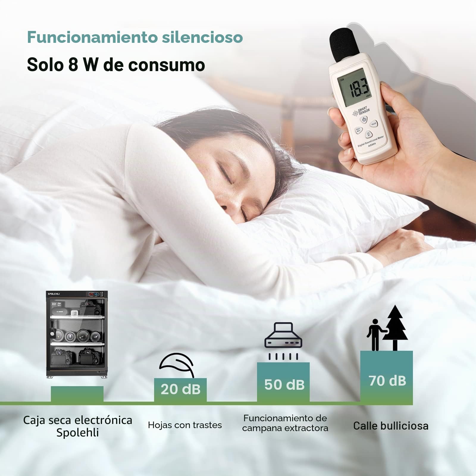 Armario de secado para cámaras Spolehli Armario de secado electrónico de 70 litros con control digital y luz LED para el almacenamiento de equipos electrónicos y objetivos de cámaras.