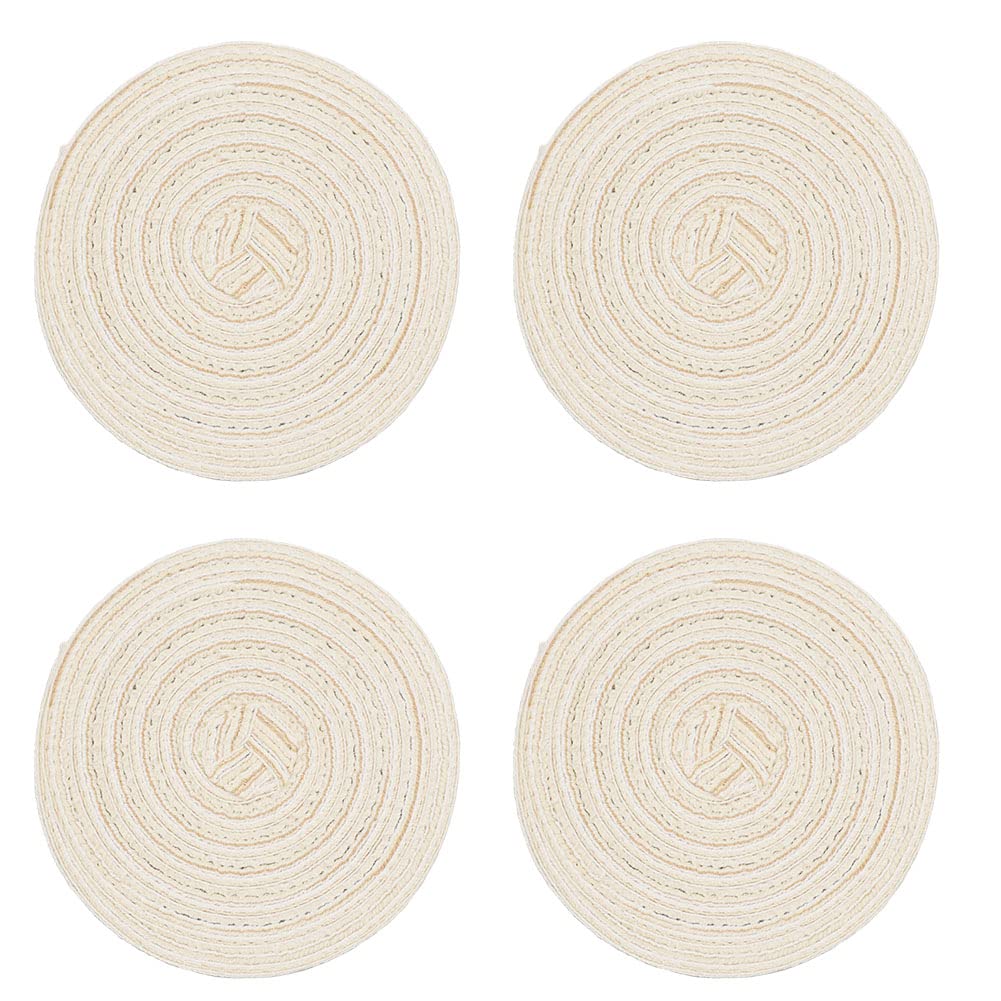 SCF2017 Set of 4 Round Woven Cotton Yarn Coasters for Drink Cup Mats 11cm Small Cute Placemats(Beige)