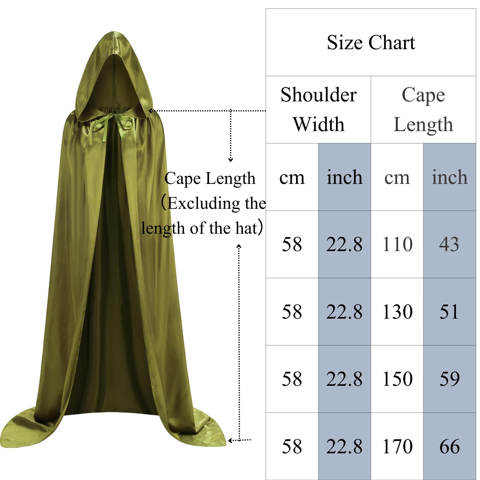 HAPNBCELE Unisex Adults Satin Cape Hooded Cloak - Image 2