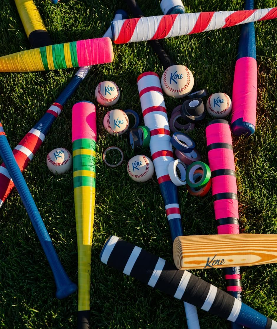 Kore Baseball Plastic Pencil Bat + Kore Soft Baseball | Durable Backyard Baseball Bat | Custom Taped Pencil Bat Design