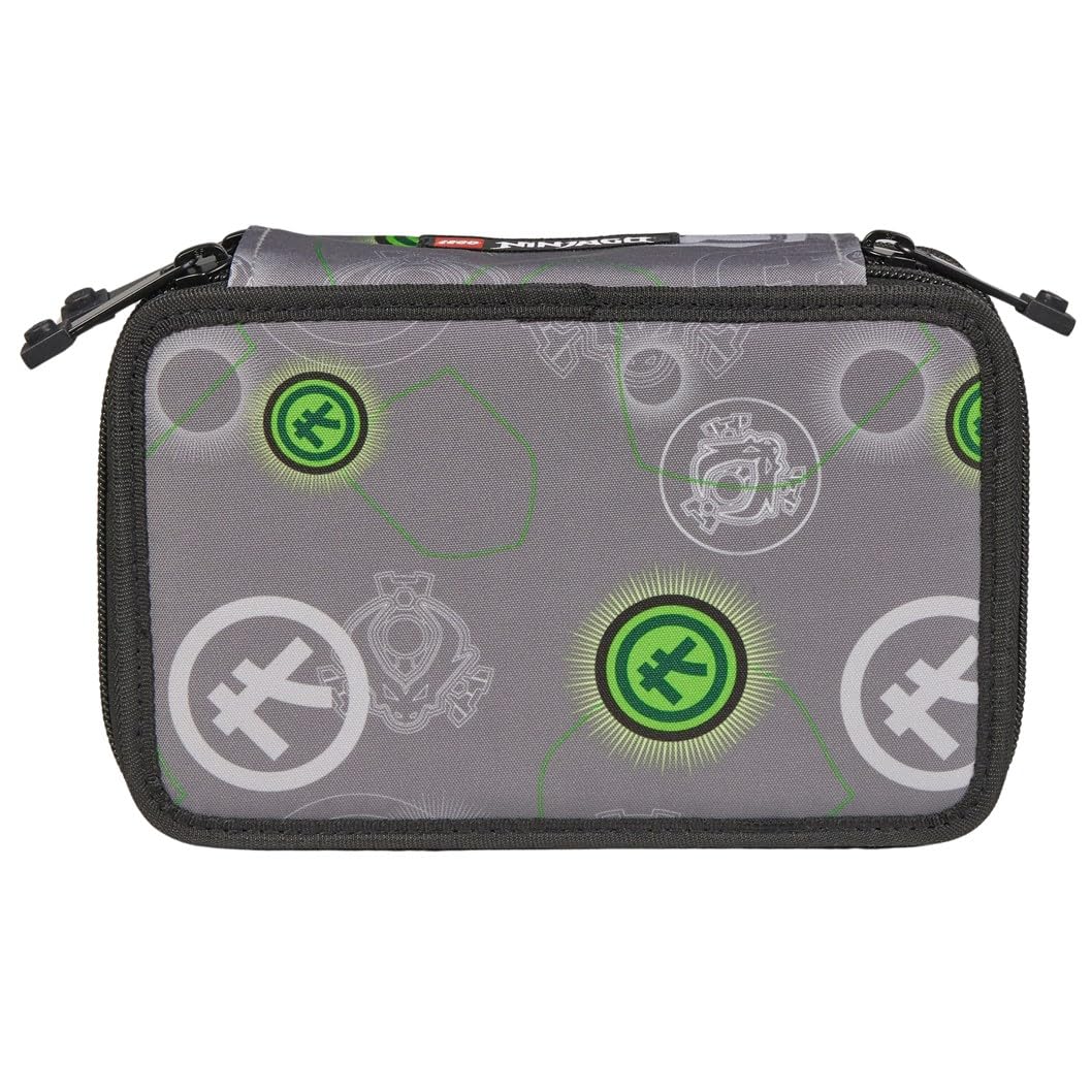 SKANDO BAGS Astuccio Lego Ninjago - Organizzazione elegante per utensili da scrivere con 3 scomparti spaziosi, cerniere sicure e dettagli Lego 1x1, Elemental Master Of Energy
