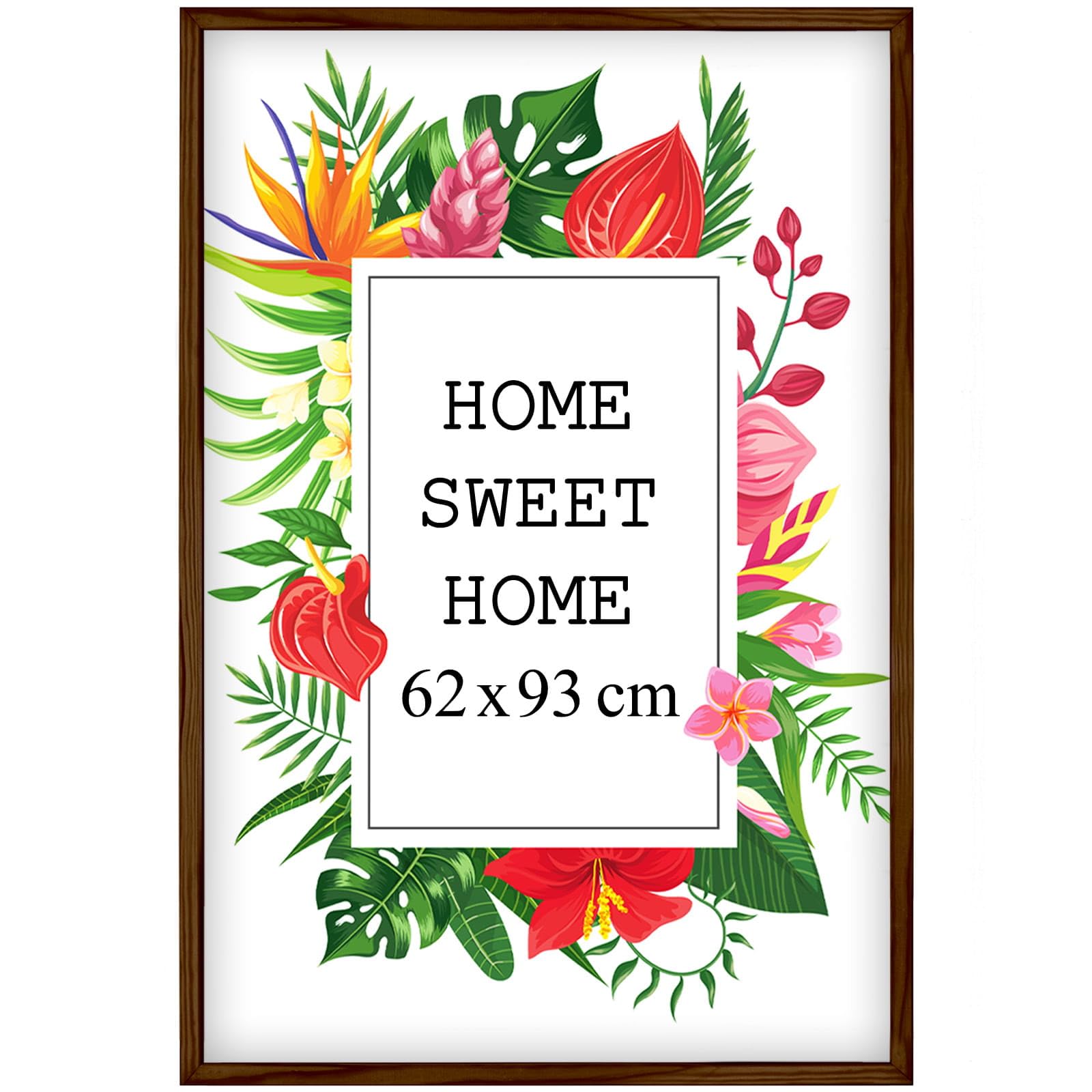Cadre en bois 62x93 cm pour poster et puzzle marron avec vitre transparente