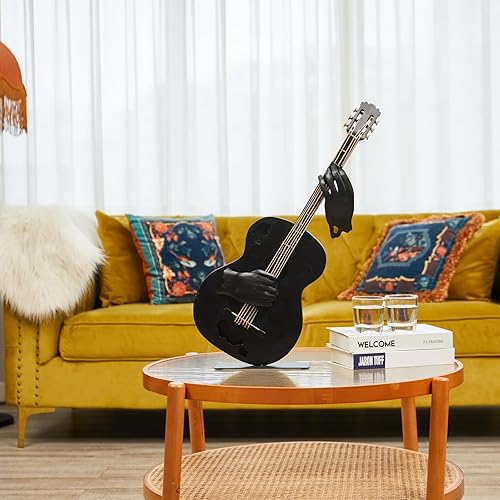 Miniatura 9 de Decoración musical de metal, escultura de guitarra hecha a mano de 23 pulgadas de alto, decoración del hogar, decoración de estatua occidental