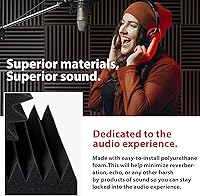 Vista 4 de FONESO Paneles de espuma acústica, paneles de espuma a prueba de sonido para paredes, cuñas insonorizadas de estudio de alto diseño, resistentes al