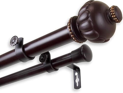 Miniatura 3 de Rod Desyne Manhattan - Barra de cortina doble (1.0in), color caoba
