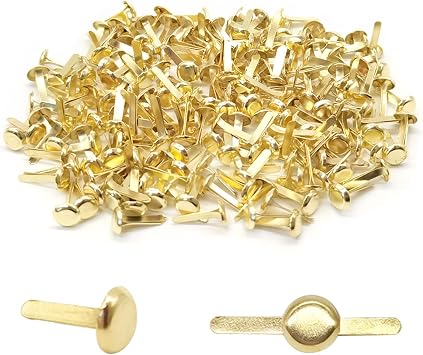 Quacc 200pcs Gold Split Pins Round Scrapbooking Brads Split Pins Paper Fasteners Brads for Craft Art Crafting School Project Decorative Scrapbooking DIY Supplies 0.24 x 0.5Inch