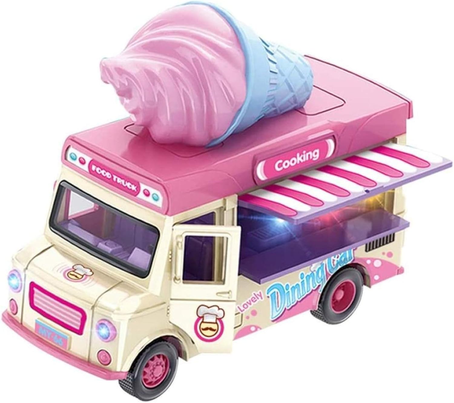 Amazon Co Jp 子供のシミュレーションアイスクリームトラック音楽ファーストフードトラック女の子合金おもちゃの車さまざまな種類の男の子の車 Purple ホビー