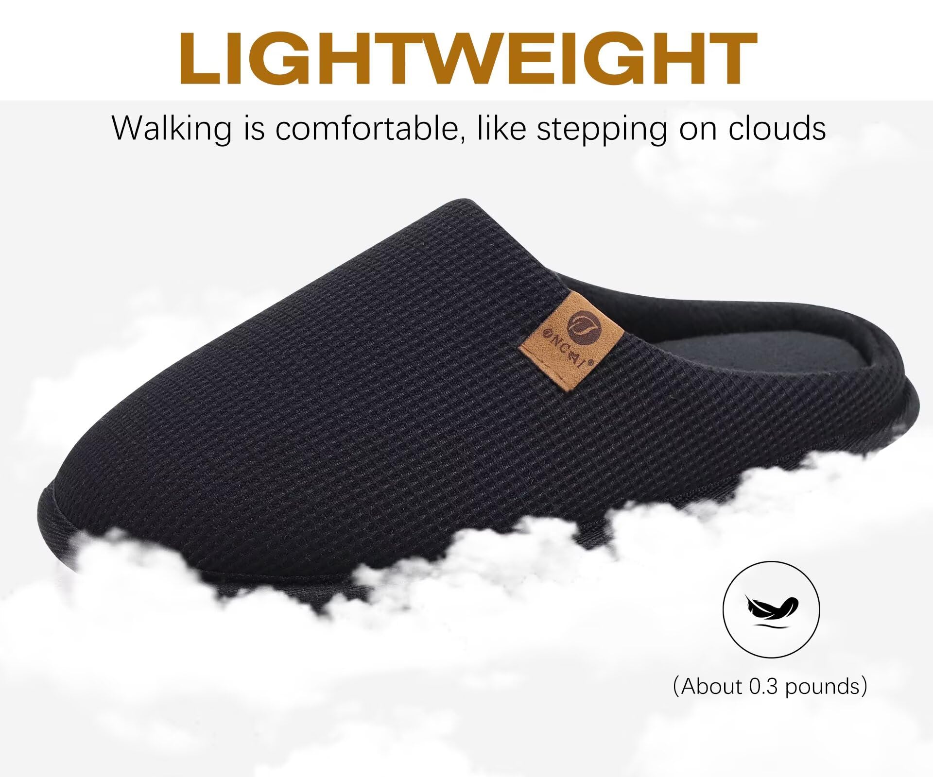 ONCAI Hausschuhe Herren Rückstellschaum Memory Foam Herren Pantoffeln und Mann Haus Schuhe mit Kunstpelz Futter und Indoor Outdoor Gummisohlen EU Größe 40-49