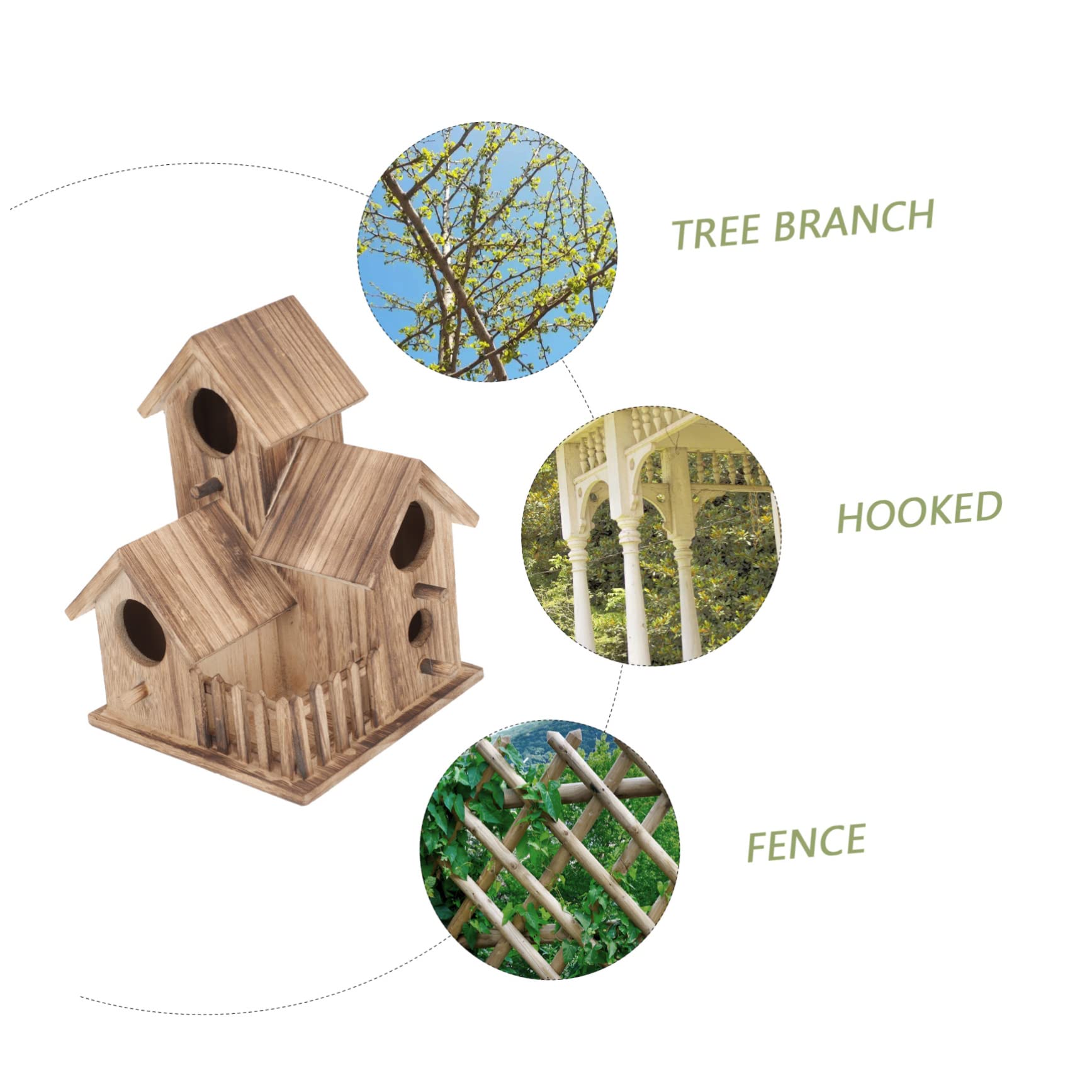 Villa Nido De Pájaro Madera Caseta para Jardín Comedero Independiente para Pájaros Nido De Madera