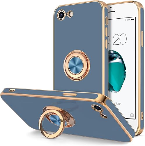 Miniatura 8 de Hython Funda para iPhone SE 20222020, iPhone 7, iPhone 8, fundas protectoras resistentes con soporte de anillo soporte magnético, carcasa rígida a