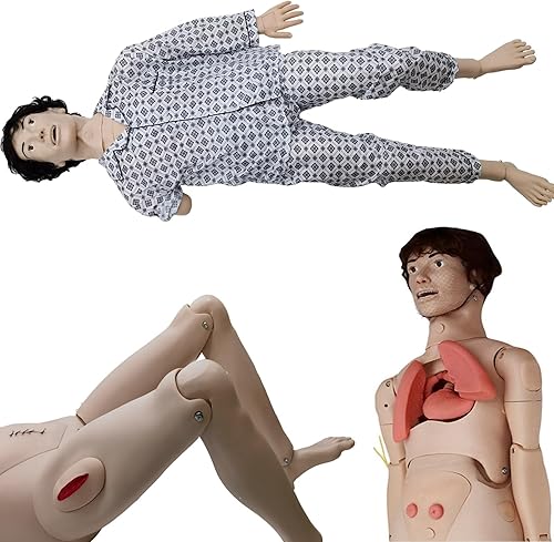 Maniquí de enfermería de 5.74 pies para el cuidado del paciente, maniquí médico para entrenamiento, multifuncional masculino-femenino, modelo de