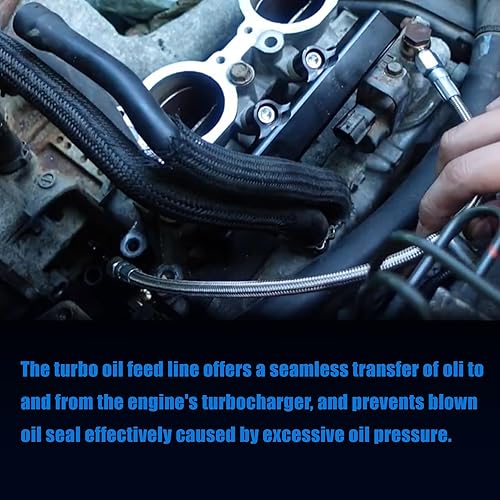 Miniatura 6 de GXARTS 60 "Billet Acero Trenzado Turbo Línea de Alimentación de Aceite Longitud 4AN 90 Grados Manguera Recta Línea PTFE Línea recta Manguera Extrema