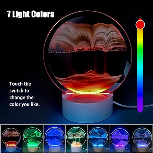 Miniatura 2 de Akaco Arte de arena en movimiento líquido con base de madera blanca clara, color 3D, decoración de arena movediza, arena cinética en movimiento,