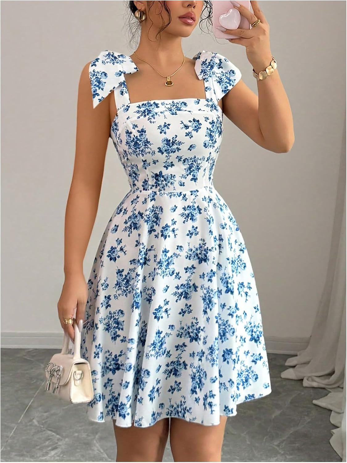 Floerns Women's Floral Tie Shoulder A Line Dress Sleeveless Vacation Summer Bohemian Dress - Image 5