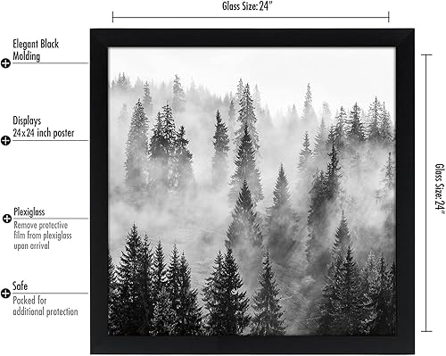 Miniatura 2 de Americanflat - Portarretratos de madera industrializada Epic Collection, diseño cuadrado y ancho de 24 x 24 pulgadas con plexiglás pulido, para