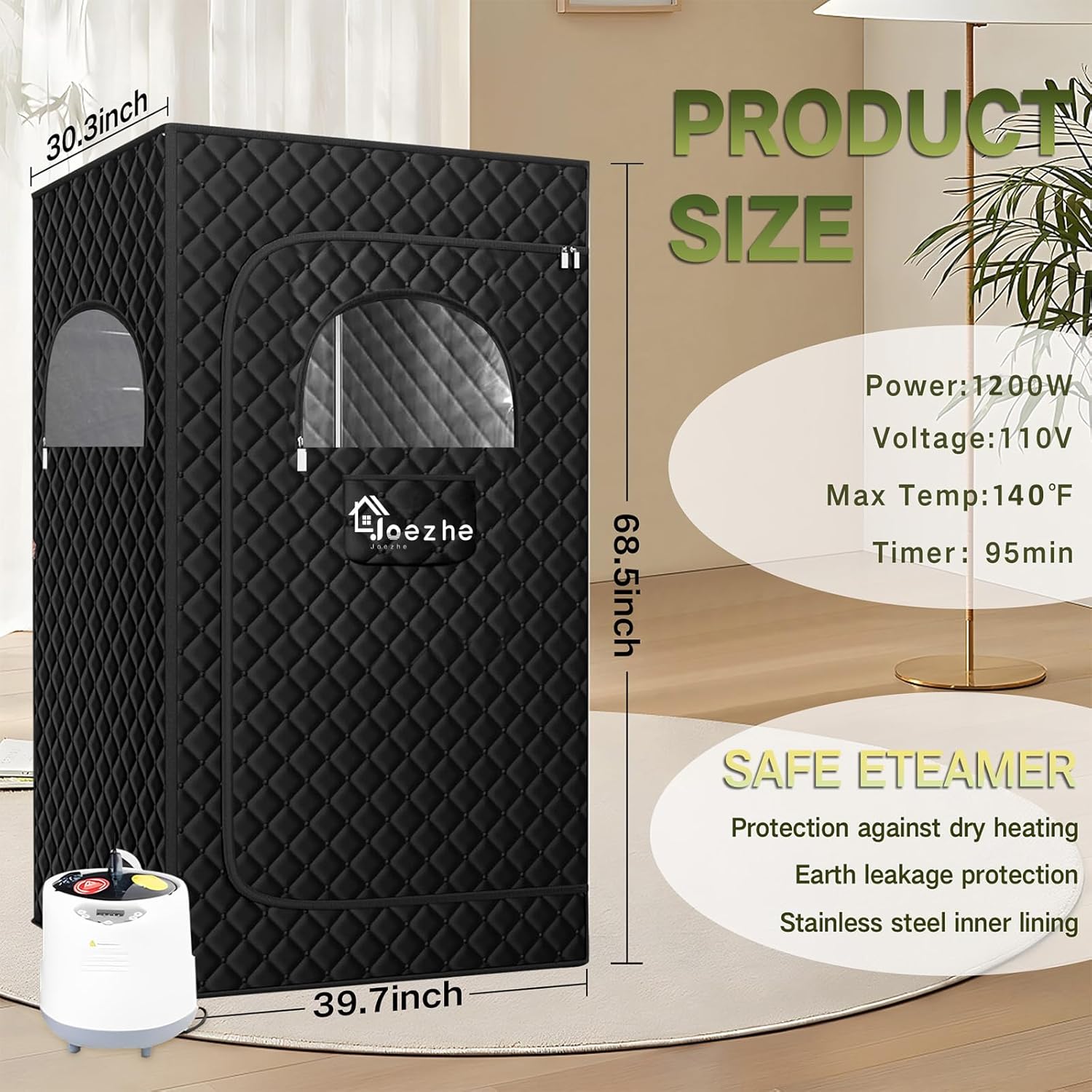 Sauna Box,Portable Steam Sauna Tent for Home,Personal Sauna Room with Remove Control,at Home Sauna Full Body,1200W 3L, for Women