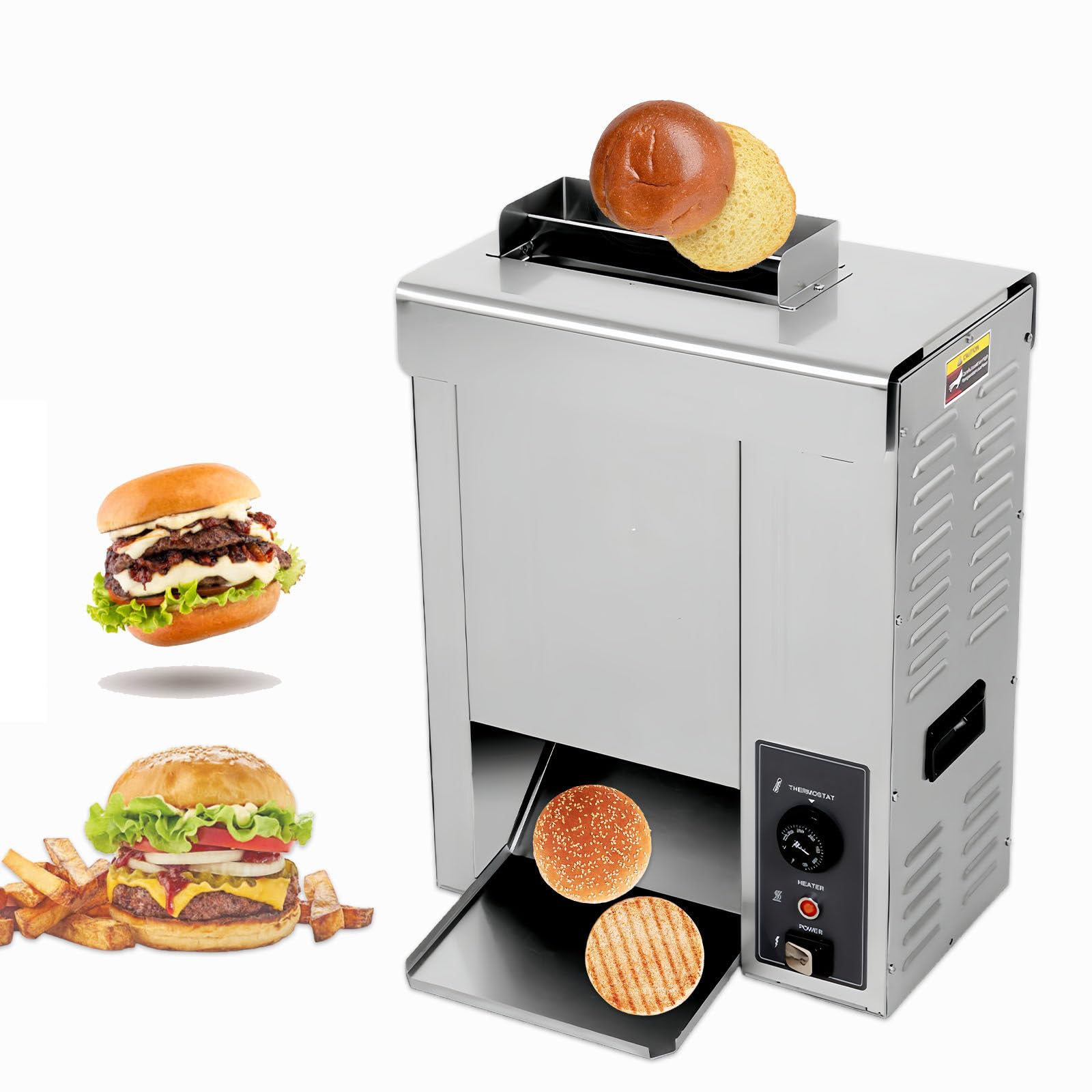 Toster Komercyjny, Elektryczny Pionowy Do Burgerów, Grubość Górnego Grzanki (0,55"-0,9") I Dolnego Grzanki (0,5"-0,8"), Importowany Z Podwójnym Rzędem, Do Bułek Burgerów