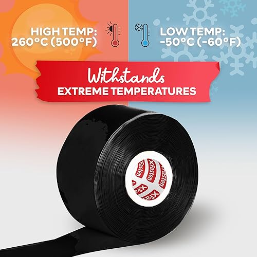Miniatura 8 de XFasten Cinta autoadhesiva de silicona, para fusión 1 pulgada X 36 pies, negro