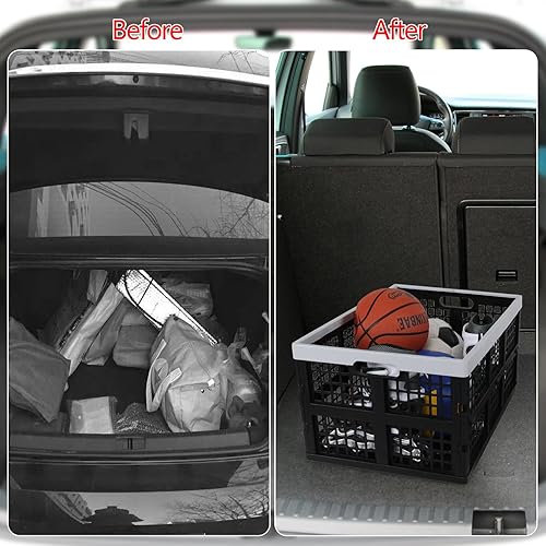 Miniatura 8 de Rosebloom - Cajas de almacenamiento plegables de plástico grandes de 42 L, caja plegable apilable de plástico, 4 paquetes