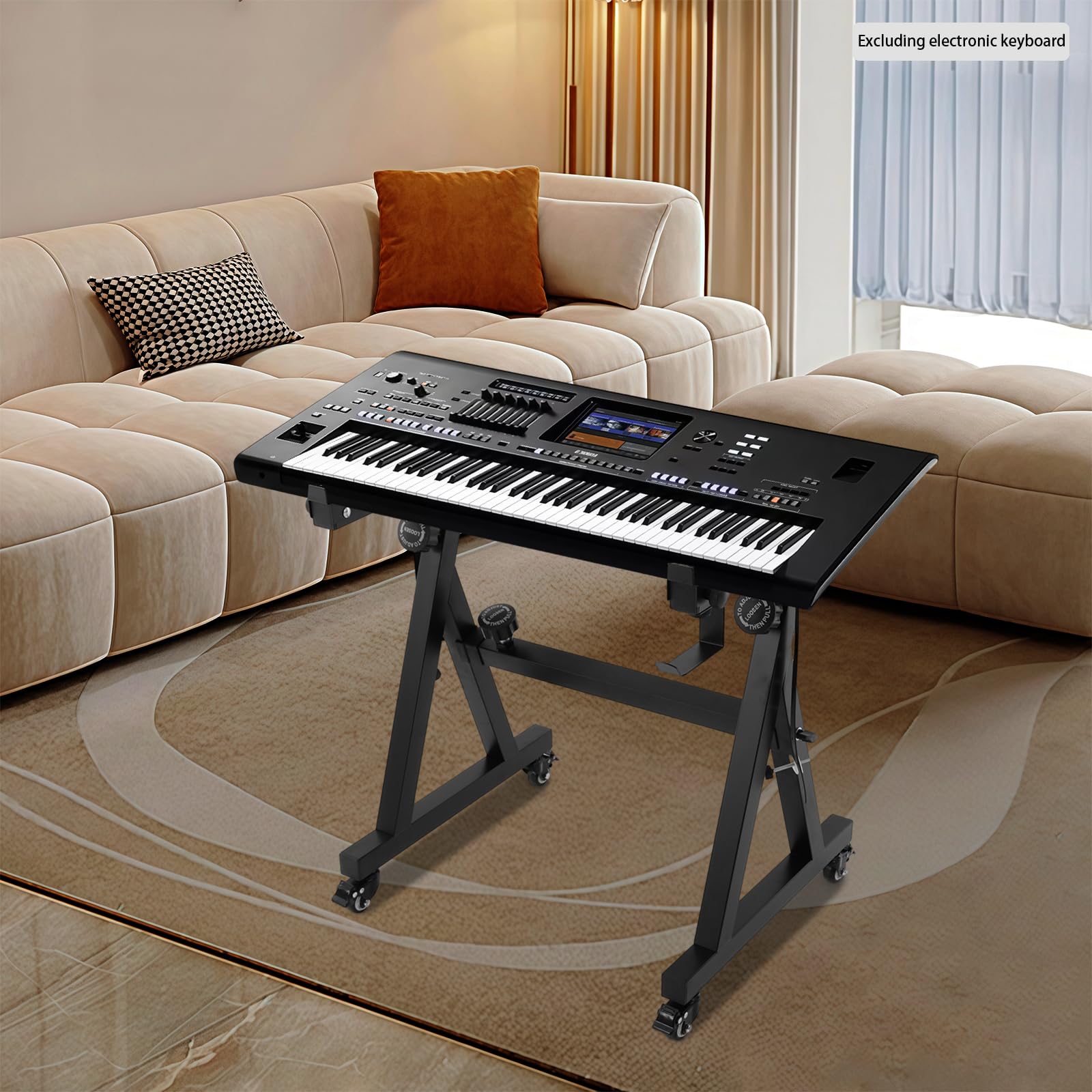 Keyboard Ständer Notenständer Keyboardständer Musikkeyboardständer Piano Ständer, Z-Keyboardständer, Gummierte Füße, Länge/höhenverstellbarer, für Kinder und Erwachsene (Schwarz)
